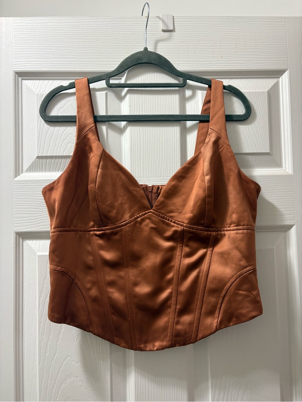 Jason Wu Corset / Bustier Zip-Up Top Bronze, Copper, Satin Sheen
